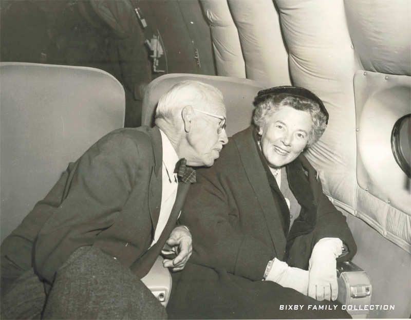 Harold Bixby  & Debby on Boeing 707 prototype in 1955 (Bixby Family Collection)