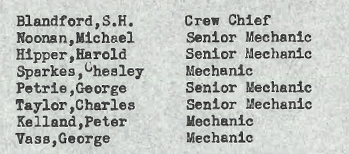 Pan Am List of Mechanics & Crew Chief