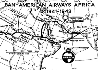 Pan American Airways Africa map