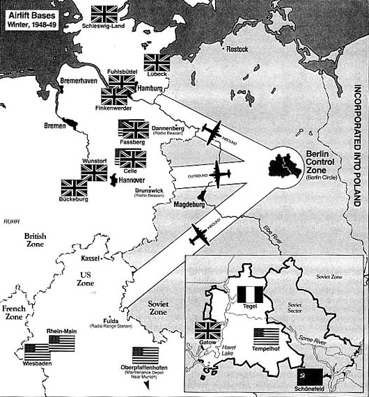 Map of the Berlin Airlift Air Bases -Winter, 1948-1949 (US Department of Defense)