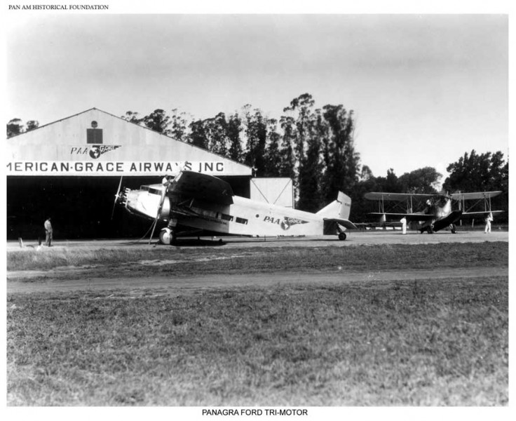Pan American Grace Airways (Panagra) Hangar and Ford TriMotor, 1930s.