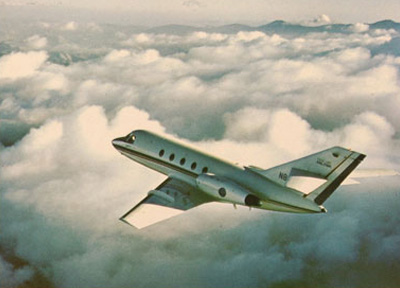 Dassault Falcon image from Pan Am promotional brochure, U Miami Special Collections
