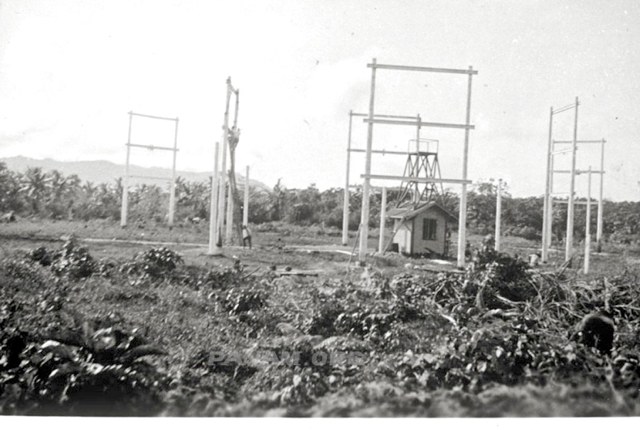 Setting up the Radio Direction-finding Antenna at Guam, courtesy Bill Taylor