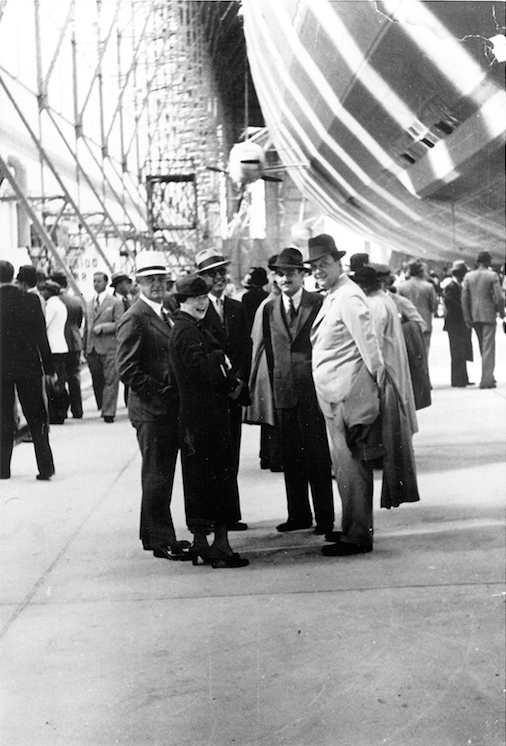 Juan Trippe (r) after arrival in Rio aboard the Hindenburg 1936, Photo by Betty Trippe who accompanied him on that flight