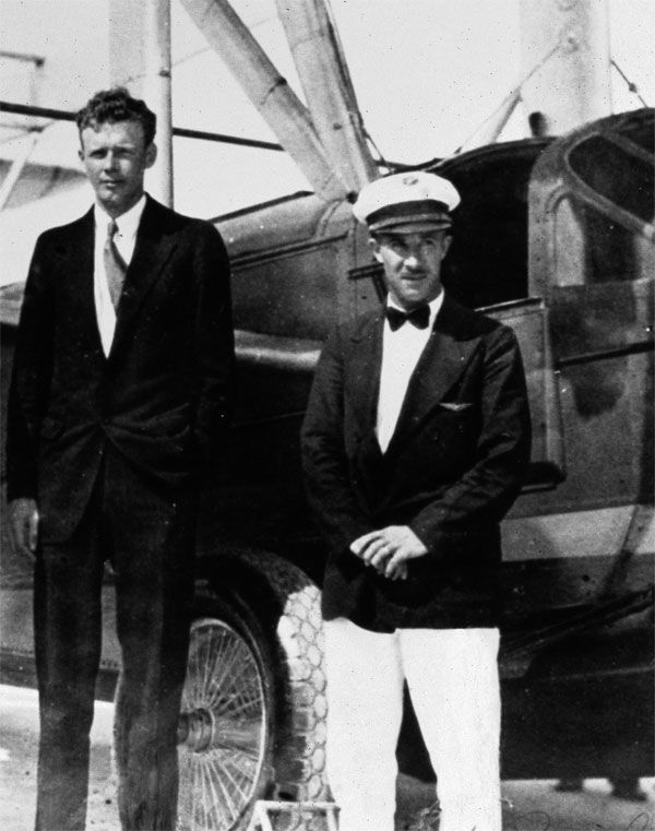 Basil Rowe r with Charles Lindbergh and their S 38 (detail from PAHF Collection)