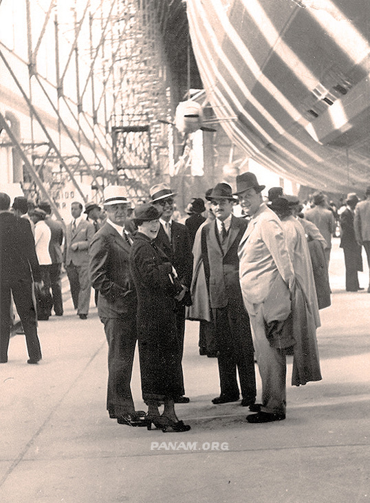 6 Juan Terry Trippe arriving from Europe r at Rio on the Hindenburg 1936