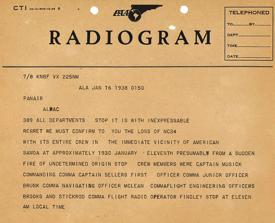 Inexpressable Regret PAA Radiogram January 16 1938 rsz 
