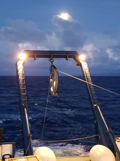 moon rising over EV Nautilus A frame