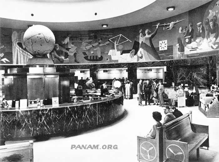 PAHF Collection Photo Interior View of Marine Air Terminal Rotunda with PAA Counter 1943