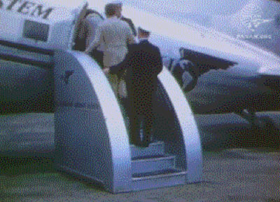Passengers and crew boarding Pan Am DC 3 animation