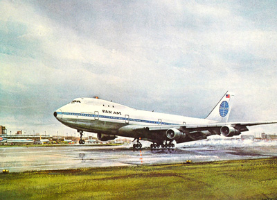 Pan Am 747 First Flight to London 1970 Clipper America Menu Cover, John T. McCoy artist