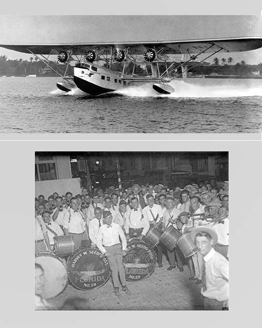 Photomontage" Pan Am Sikorsky S-40 American Clipper  (PAHF Collection) and Harvey Seeds Band (Miami Dade Public Library Collection