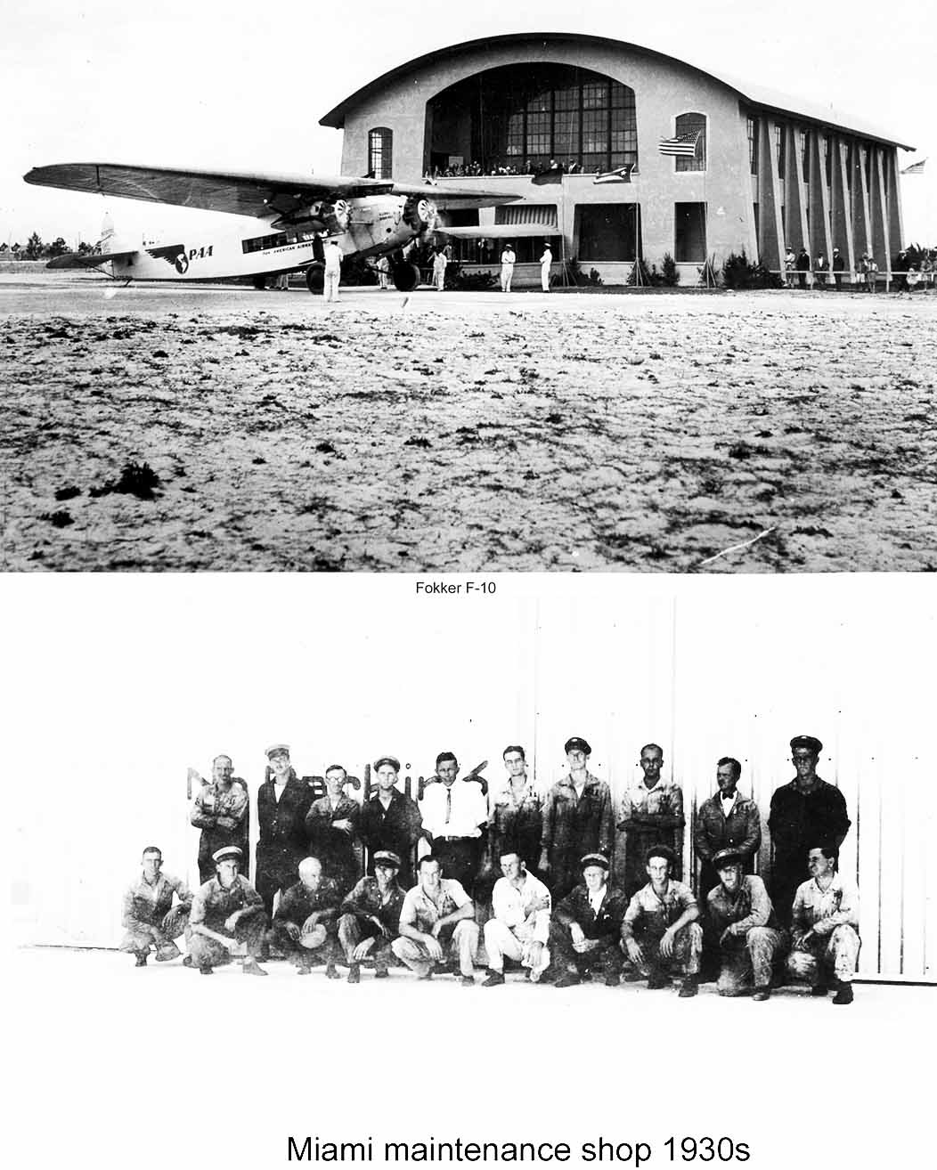 Pan Am Fokker F-10 and Maintenance Crew at Miami 36th Street Airport, c. 1930s