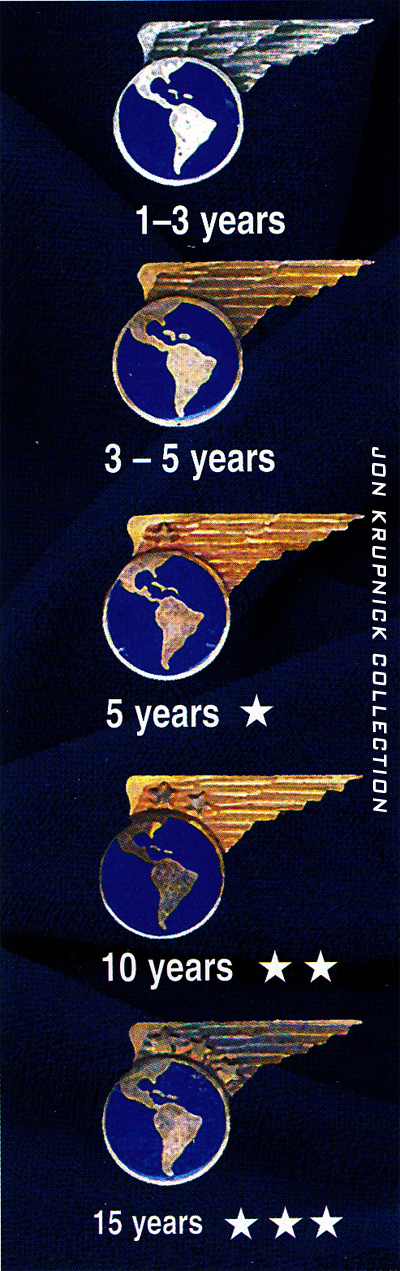 4 Pan Am Employee Service pins Jon Krupnick Collection