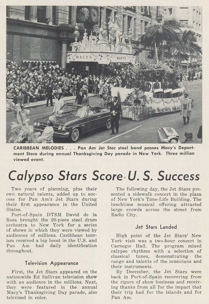 5 Pan Am Calypso Stars Thanksgiving Day Parade Clipper Jan 1965