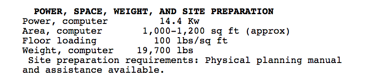 2c IBM 7080 power and weight specs from IBM 7080 Principles of Operations Manual