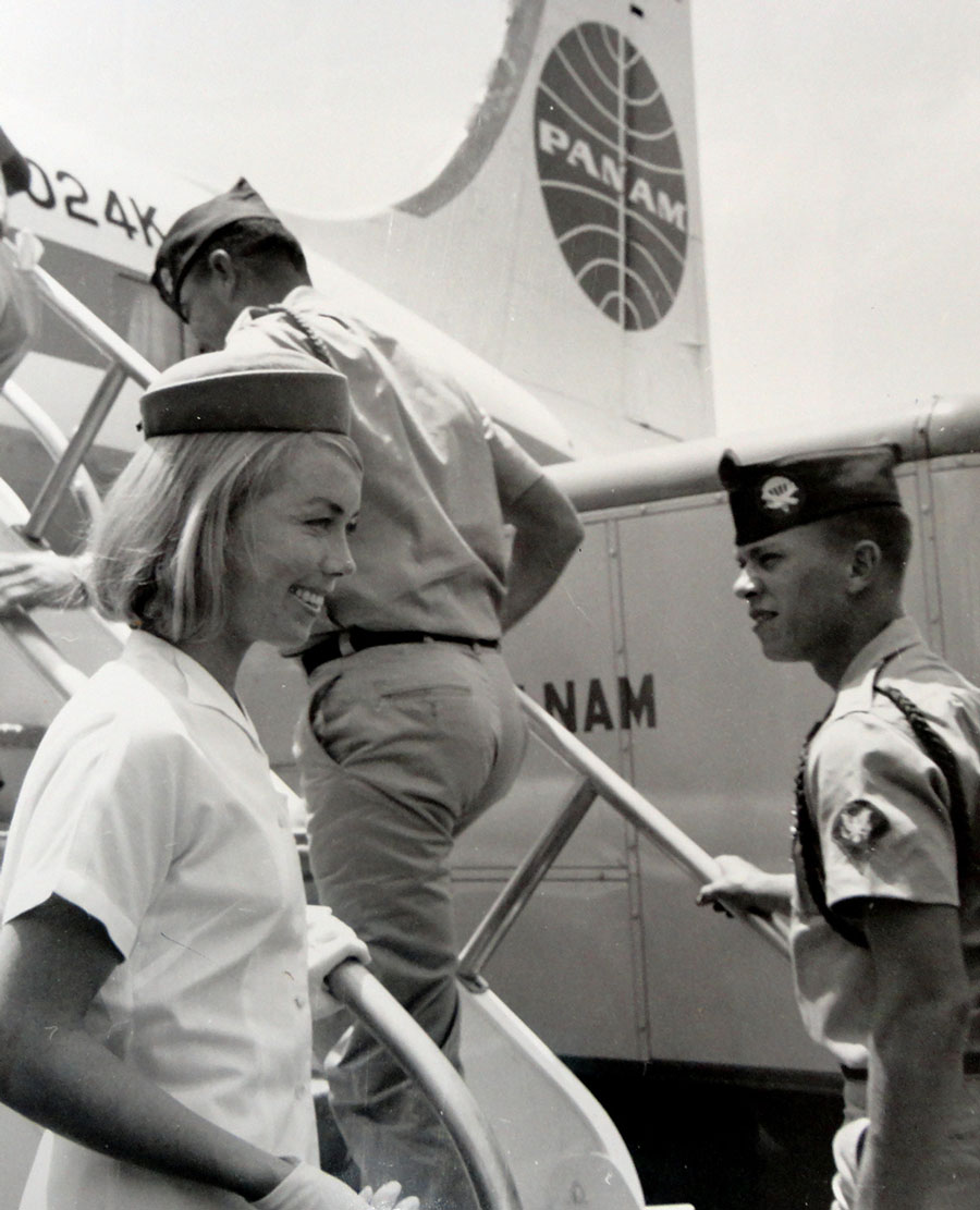 6a Pan Am Stewardess Isabel Dustman greets GI PAHF Final