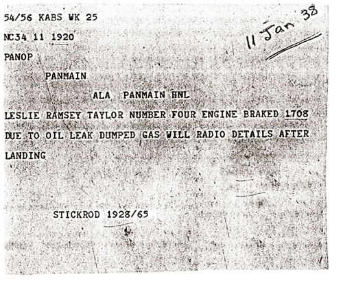 Pan Am Last radio gram from Samoan Clipper sepia