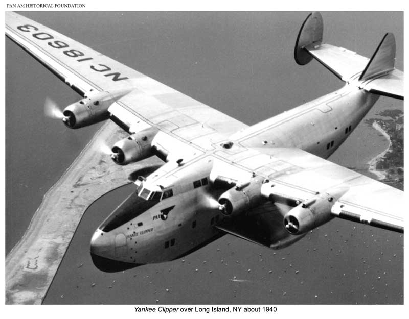 Pan Am B 314 Yankee Clipper over Long Island 1940