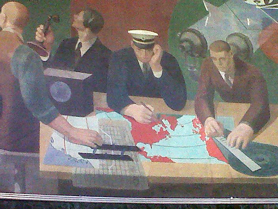 Marine Air Terminal James Brook Mural detail navigators