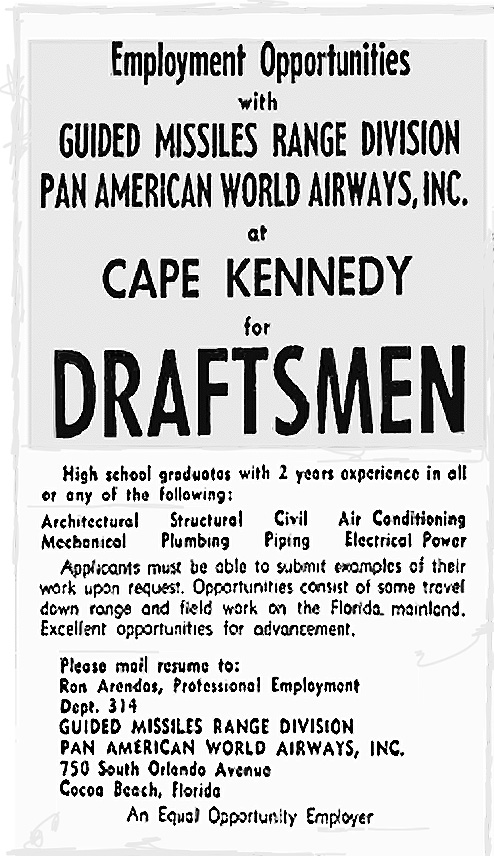 Pan Am Employment Ad for Cape Kennedy