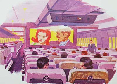 Inflight movie Pan Am 747 concept drawing 1967 blog