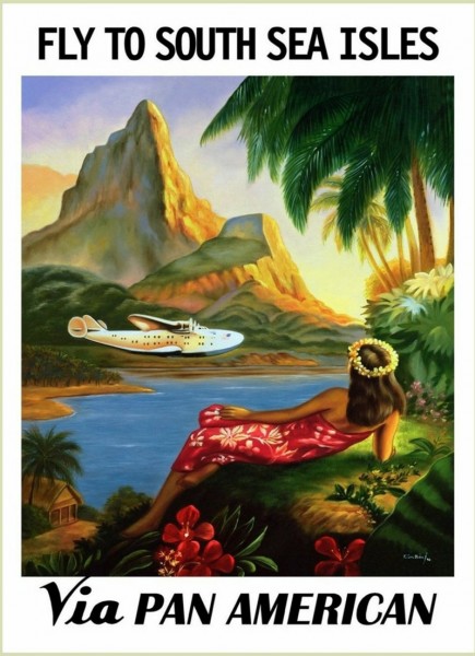 Pan Am Poster by George Lawler, Flying to South Sea Isles