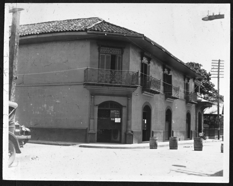 Street scene in the Panama Canal Zone, early years of Pan Am