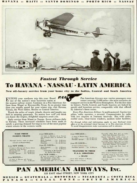 Pan Am Early Ad for Flights to Cuba