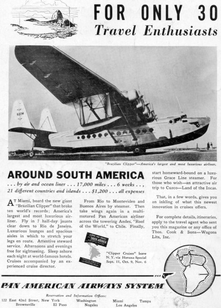 Pan Am Ad 1934, South America Tour