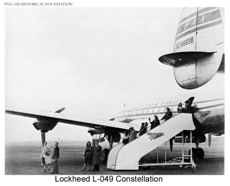 Pan Am  passengers getting off  Lockheed Constellation Clipper Mayflower