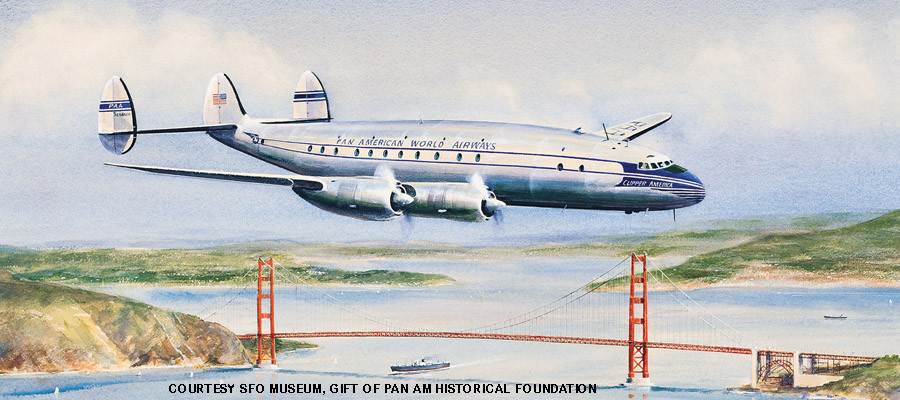 1947-Lockheed Constellation  Watercolors by John T. McCoy from the First Flight Series: June 29, 1947 