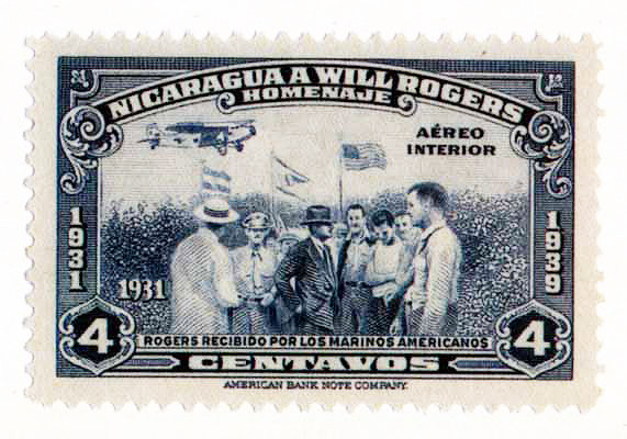 Nicaragua 4 cent stamp, 1931 with Will Rogers