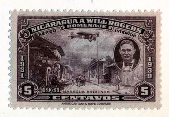 Nicaragua 5 cent stamp, 1931 with Will Rogers