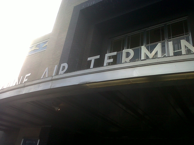 Art Deco amin entrance to Pan Am's former Marine Air Terminal (MAT) building