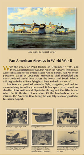 Pan Am Historical Foundation museum display on Pan Am, side panel at the Marine Air Terminal