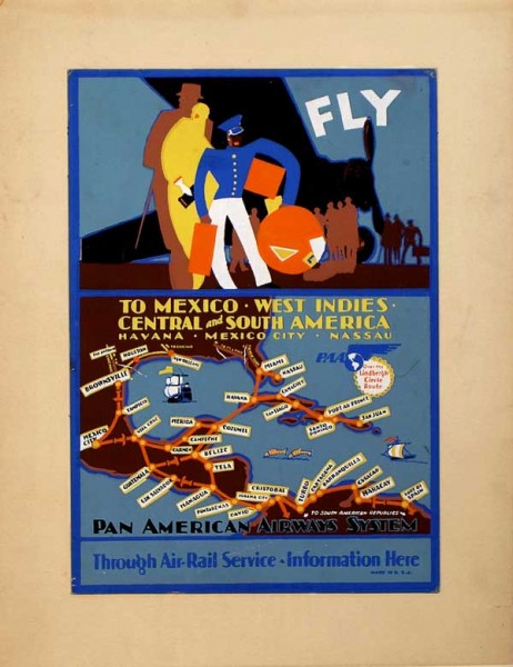 Pan Am Routes through Central America, Caribbean and into South America, National Air and Space Museum, c. 1928.