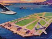 Artist concept of Treasure Island as an intermodal airport for land and seaplanes (Image: Jon Krupnick Collection) from the book, Pacific Pioneers: The Rest of the Story by Jon Krupnick