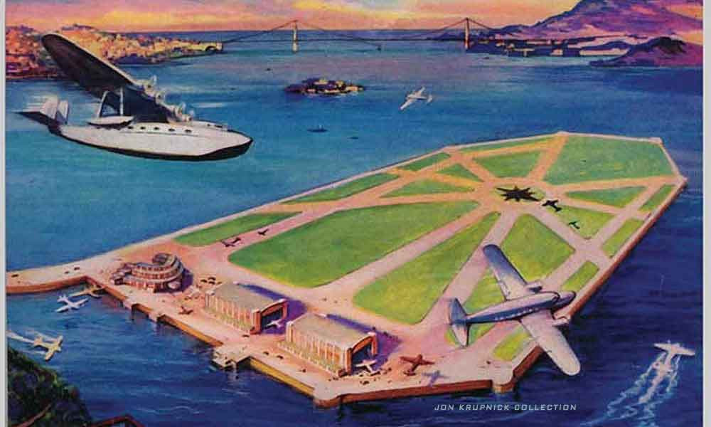 Artist concept of Treasure Island for land & seaplanes (Jon Krupnick Collection)