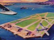 Treasure Island Fabled Gateway: Artist concept of Treasure Island as an intermodal airport for land and seaplanes (Image: Jon Krupnick Collection)